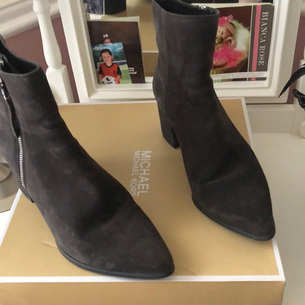 Michael Kors gray suede boots